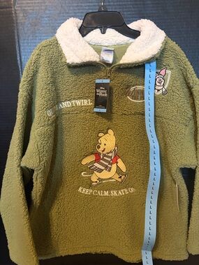 Disney Olive Green Winnie the Pooh Sherpa Pullover Hoodie